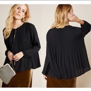 Daniel Rainn Anthropologie Black Sheer Tassel Blouse XS New
